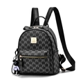 Schwarzer Mini-Rucksack mit Monogramm-Muster, Schleifen-Detail und Bär-Anhänger für Damen - Klein Schwarz