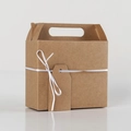 Minimalist kraft paper gift box with white ribbon and blank tag for favors - Brown Kraft Paper With White Ribbon / Yellow