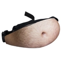 Funny realistic belly fanny pack with hairy skin print and adjustable black strap - Skin Tone 1-Standard