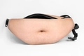 Funny dad bag waist pack with realistic belly print and adjustable black nylon strap - Skin Tone 4-Medium Hair