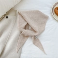 Elegant apricot 100% wool knitted triangle scarf for women in a soft warm white tone - 01 WOOL Solid Triangle Scarf Rice White
