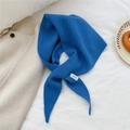 Solid royal blue 100% wool knitted triangle scarf for women with soft texture - 02 WOOL Solid Triangle Scarf Klein Blue