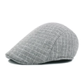 Klassieke grijze ruitjes baret platte pet met warme woltextuur voor heren en dames - M(56-58cm) / Grijs