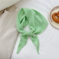 Solid light green 100% wool knitted triangle scarf for women, elegant autumn neck warmer - 03 WOOL Solid Triangle Scarf Light Green