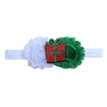 Christmas baby headband with white green chiffon flowers and red glitter gift box detail - Red Gift Box Style (D)