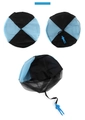 Detail of hand throw parachute toy with blue soldier and tangle-free mesh design - Blue