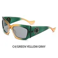 Lunettes de soleil oversize avec monture dégradée vert et jaune et verres gris chic - Monture Vert Jaune Verre Gris Clair
