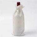 White linen wine gift bag with drawstring closure for champagne bottles - White