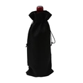 Elegant black drawstring linen wine bag for 750ml bottles, premium gift packaging - Black