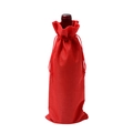 Vibrant red drawstring linen wine gift bag for standard champagne bottle packaging - Red