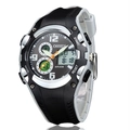 Orologio sportivo bicolore con doppio display luce LED e cinturino in silicone - Bianco