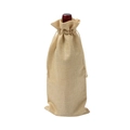 Natural jute burlap wine gift bag with drawstring closure for champagne bottles - Beige