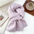 Close-up of light purple knitted scarf texture featuring a heart-shaped embroidered patch - 28*186cm / Light Purple