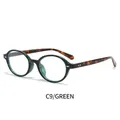 Retro oval sunglasses with green frames and tortoiseshell temples with anti-blue light lenses - Green Frame Anti-blue Light Lens