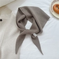 Sciarpa a triangolo in maglia di 100% lana grigio-marrone con texture morbida - 54cm x 54cm x 95cm / Marrone