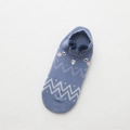 Light blue low cut cotton sock featuring cute cartoon cat eyes and wavy white patterns - New Blue