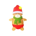 Cute brown felt bear cutlery holder with red Christmas hat and green polka dot scarf - Bear