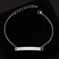 Polished stainless steel ID bracelet with rectangular engravable bar and adjustable O-chain - Steel