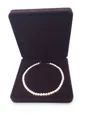 Macro shot of single-strand white pearl necklace inside a brown velvet jewelry gift box - Round Necklace Box 19*19*4CM / Coffee