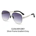 Lunettes de soleil aviateur argentées avec verres dégradés gris et monture en acier - Monture Argentée Verres Gris Dégradé (C2)