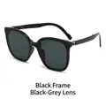 Gafas de sol cuadradas plegables con montura negra y protección contra UV - Montura Negra Lentes Gris Negro