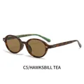 Retro oval tortoiseshell sunglasses with tea lenses in a vintage Y2K aesthetic style - Tortoiseshell Frame Tea Lens