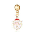 Golden Santa Claus charm with red enamel and zircon for DIY Christmas jewelry making - Smiling Santa Claus