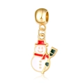 Christmas snowman charm pendant with 18k gold plating and colorful enamel finish - Snowman