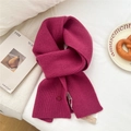 Chunky rose red knit wool scarf with decorative button and aromatic cedar wood block - Rose Red