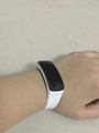 LED touch screen sports bracelet with white silicone strap and black digital display - White