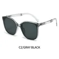 Gafas de sol plegables con montura de resina gris transparente y lentes de color gris oscuro - Montura Gris Transparente Lente Gris
