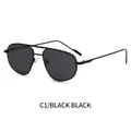 Lunettes de soleil pilote en métal noir avec verres gris pour femmes, variante C1 - Monture Noire Verres Noir Gris