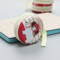 Round tinplate coin purse with girl and polar bear cartoon illustration and zipper - Prado Animal Island Style 02