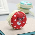 Round tinplate coin purse featuring red polka dots and cartoon girl print with lanyard - Prado Polka Dot Red Style 04