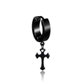 Men's punk cross hoop earring in black stainless steel with elegant reflections - Type 3 Cross / Black