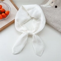 White jacquard square silk scarf with subtle checkered pattern tied in a knot - Off-white with Contrast Border