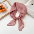 Elegant lotus root pink sheer chiffon scarf for women styled as a knotted hair band - Pink with Contrast Border