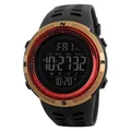 Digital sport watch for men with black resin strap and gold bezel, SKMEI 1251 model - Gold Case Red Ring
