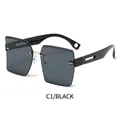 Gafas de sol cuadradas sin montura con lentes negras y puente dorado, modelo C1 negro - Gris Negro