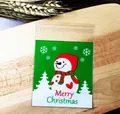 Christmas snowman self-adhesive treat bag with Merry Christmas text for cookie packaging - 10*10+3 Scarf Snowman