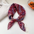 Burgundy paisley cotton linen square scarf with delicate floral bohemian patterns - 68*68cm / 07 Double Sided - Wing Paisley Red
