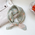 Foulard da donna in cotone e lino verde con fiori e quadri, fascia per capelli - Fiori a Pois Verde