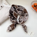Retro paisley cotton-linen scarf in coffee and beige with polished edge finish - 68*68cm / 11 Double Sided - Leaf Paisley Brown