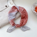 Floral cotton linen scarf in red orange and lavender with paisley print pattern - Plaid Wave Red