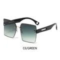 Gafas de sol cuadradas sin montura a la moda con lentes degradadas verdes y puente dorado - Degradado Verde