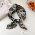 Vintage paisley pattern silk scarf in dark green and red colors on white background - 68*68cm / 12 Double Sided - Leaf Paisley Green