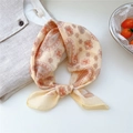 Floral paisley pattern small square scarf in warm yellow and orange with chiffon texture - Snowflake Paisley Yellow