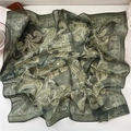 Dark green paisley silk scarf for women styled as a hair band or bag accessory - 01Z Olive Green Paisley