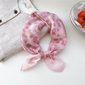 Pink paisley and floral cotton linen square scarf with elegant satin finish for women - Snowflake Paisley Pink