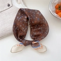 Elegant floral silk scarf with retro brown leaf pattern and stylish geometric borders - Two-tone Berry Leaf Brown